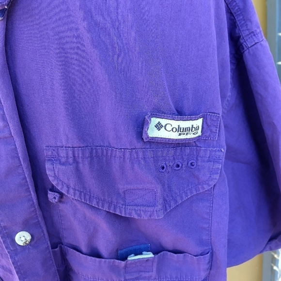 Men's Columbia PFG Performance Fishing Gear Vented Purple Shirt XXL PFG - Picture 2 of 5